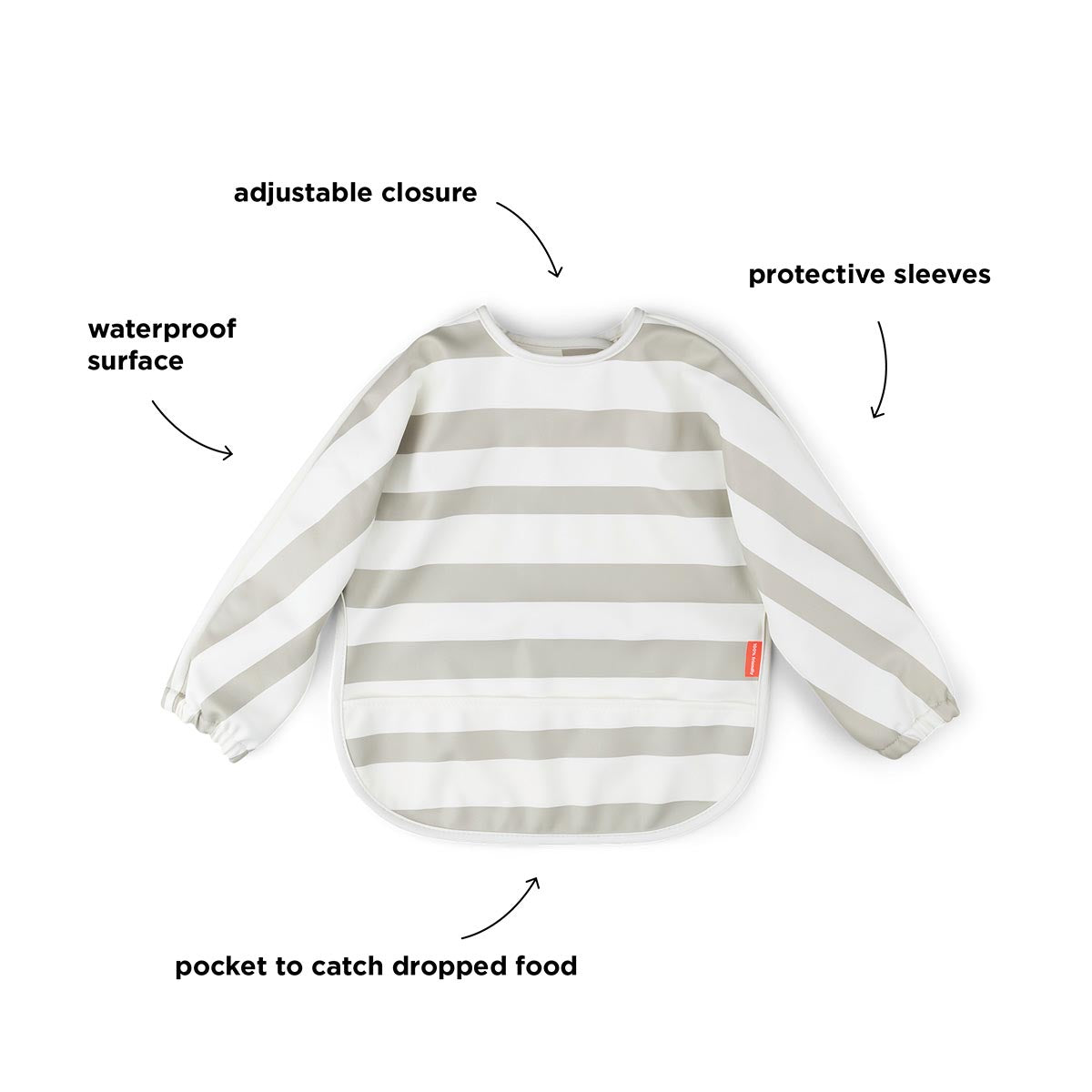 Done by Deer Sleeved Pocket Bib Striped Sand
