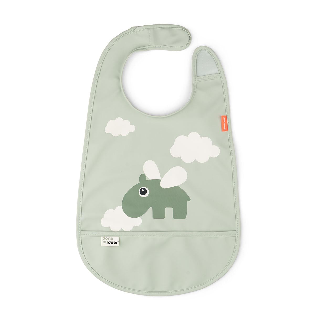 Done by Deer Velcro Bib Happy Clouds Green