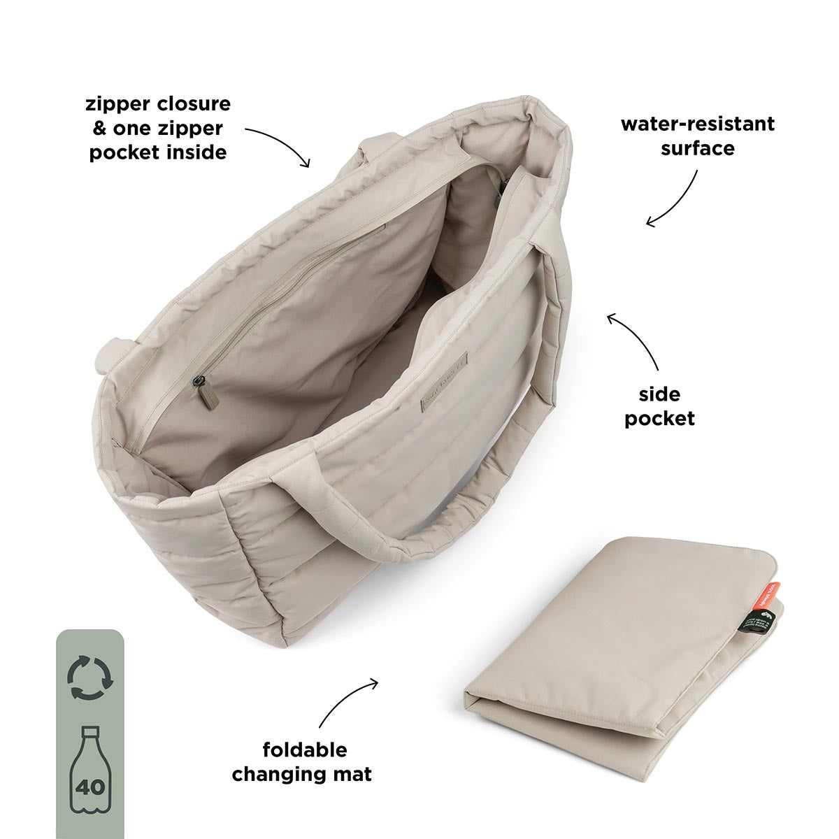 Done by Deer Quilted Changing Tote Sand