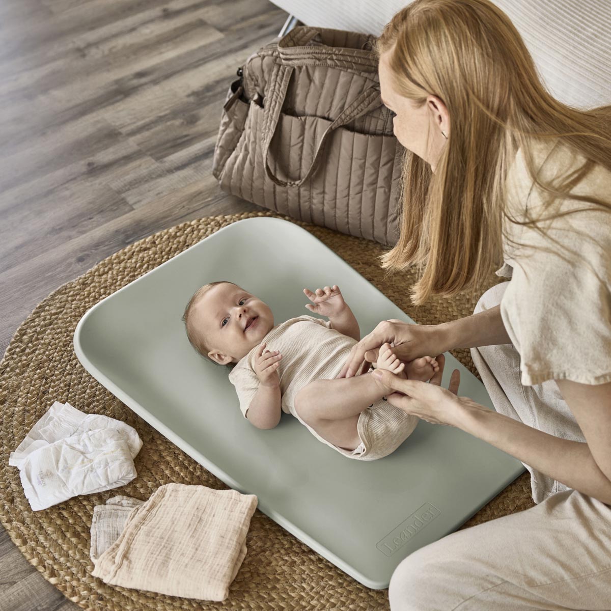 Leander Matty Mini Change Mat Sage Green