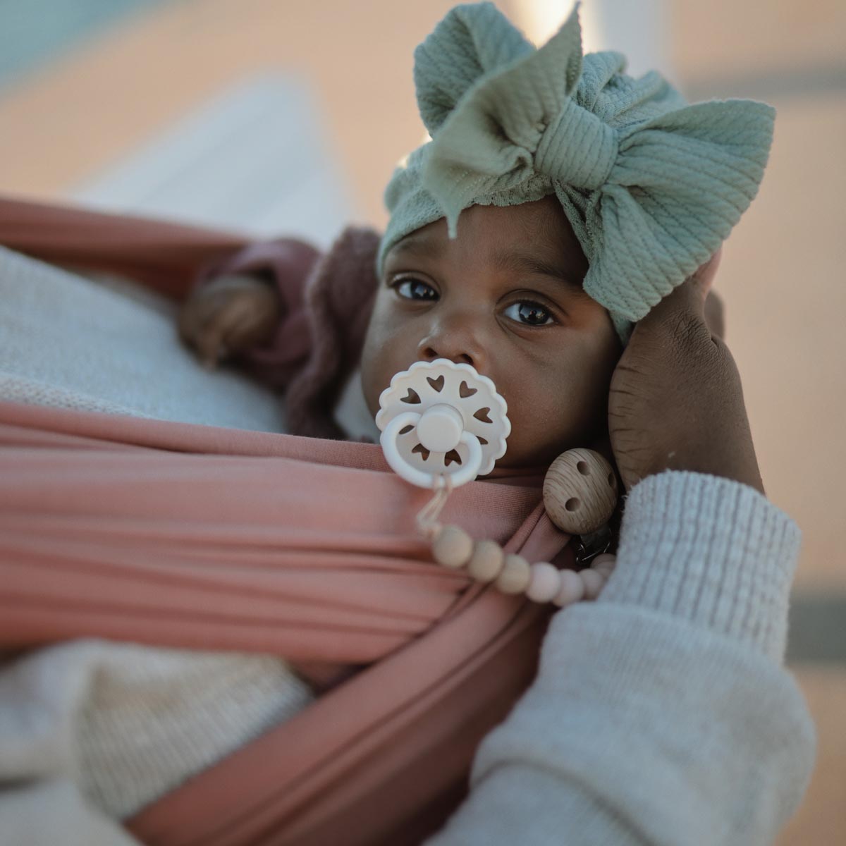 Mushie Eva Pacifier Clip Sage