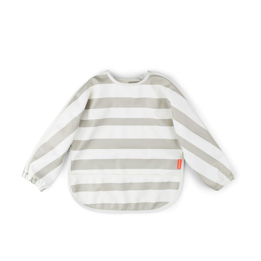 Done by Deer Sleeved Pocket Bib Striped Sand
