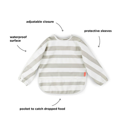 Done by Deer Sleeved Pocket Bib Striped Sand