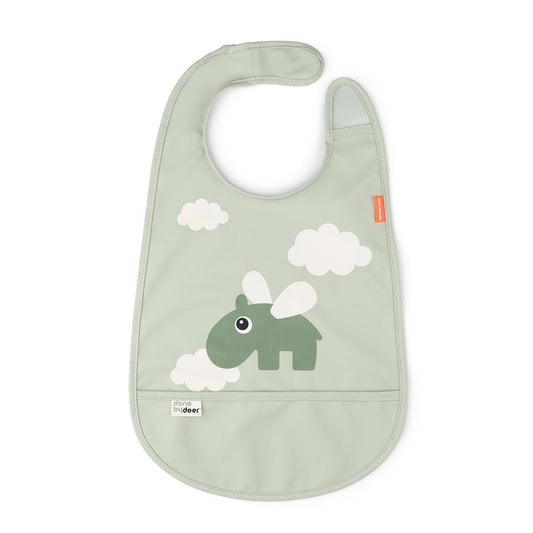 Done by Deer Velcro Bib Happy Clouds Green