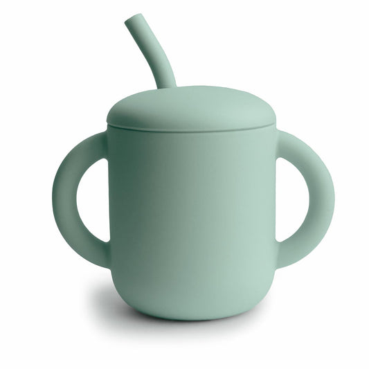 Mushie Training Cup & Straw Cambridge Blue