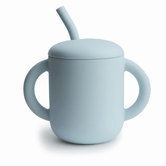 Mushie Training Cup & Straw Powder Blue