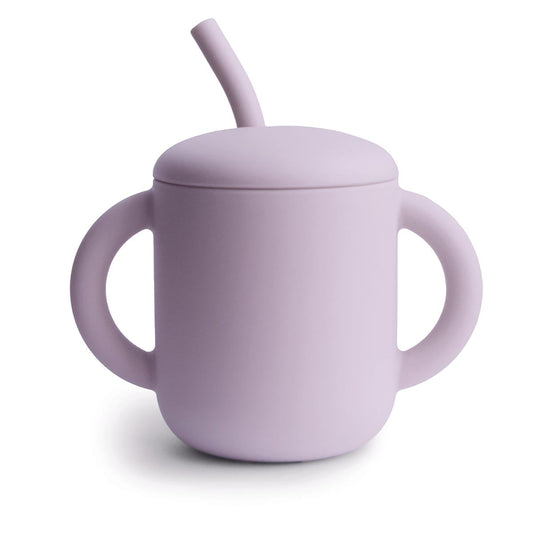 Mushie Training Cup & Straw Lilac