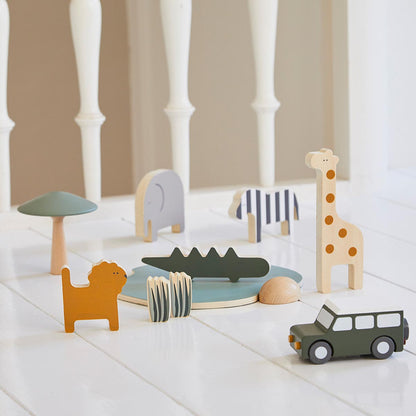 Flexa Wooden Safari Animals and Jeep